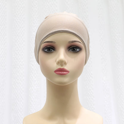 2024 summer new solid color Middle Eastern Malay headscarf solid color Muslim strap bottoming hat headscarf