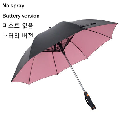 3 in 1 Umbrella with Fan Portable Misting Fan Umbrella With UV Protection Mist Spray Umbrella for Summer Cooling Battery Power