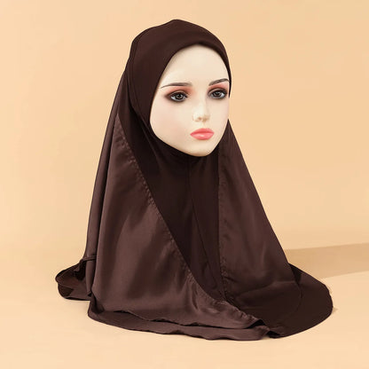 Chiffon Hijab Jersey Hijabs for Women Turban Malay Pullover Headgear Double Layer Solid Color Headscarf Bonnet Hijab Turbante