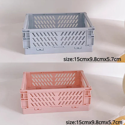 Plastic Foldable Storage Crate Folding Box Basket Stackable Cute Makeup Jewellery Toys Boxes for Storage Box Organizer Portable