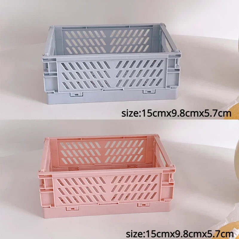 Plastic Foldable Storage Crate Folding Box Basket Stackable Cute Makeup Jewellery Toys Boxes for Storage Box Organizer Portable