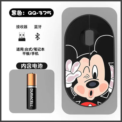 Disney Kawaii Mickey Mouse and Minnie Wireless Bluetooth Mouse Cute Cartoon USB Bluetooth Dual Mode Super Silent Home Laptop