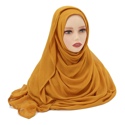 Muslim Hijabs for Women Scarf Thin Plain Shawls Femme Musulman Soft Viscose Rayon Headscarf Islamic Turban Headband 200x85cm