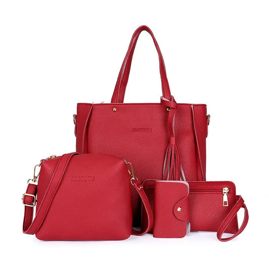 4pcs Women Ladydaily Pu Leather Portable Fashion Zipper Handbag Shoulder Bags Luxury Tote Purse Messenger Satchel Set