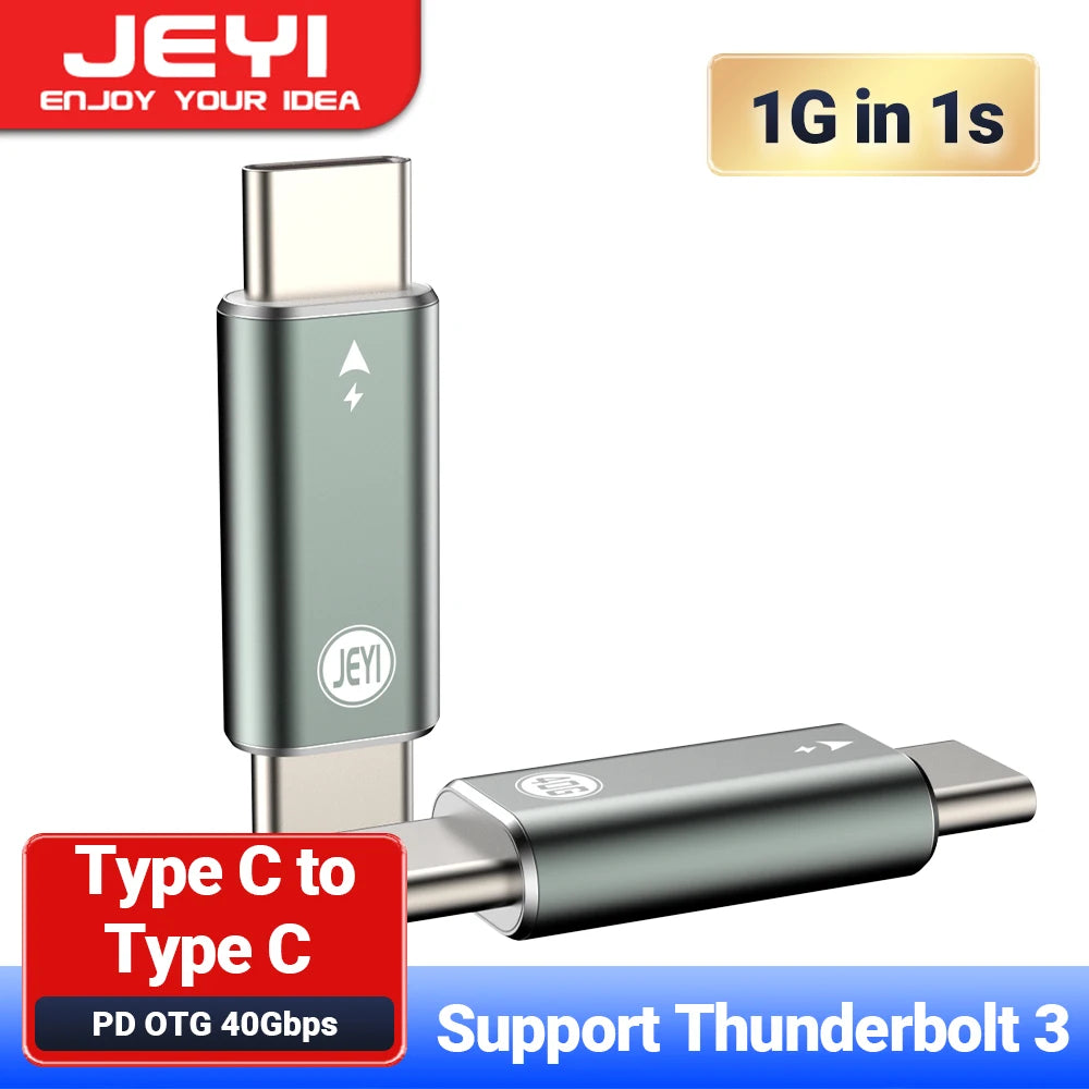 JEYI USB 3.2 转 Type C OTG 10G 适配器，36W 快速充电 Type C 转 USB 3.2 转换器，公头 C 转 C 40Gbps 支持 Thunderbolt 3 