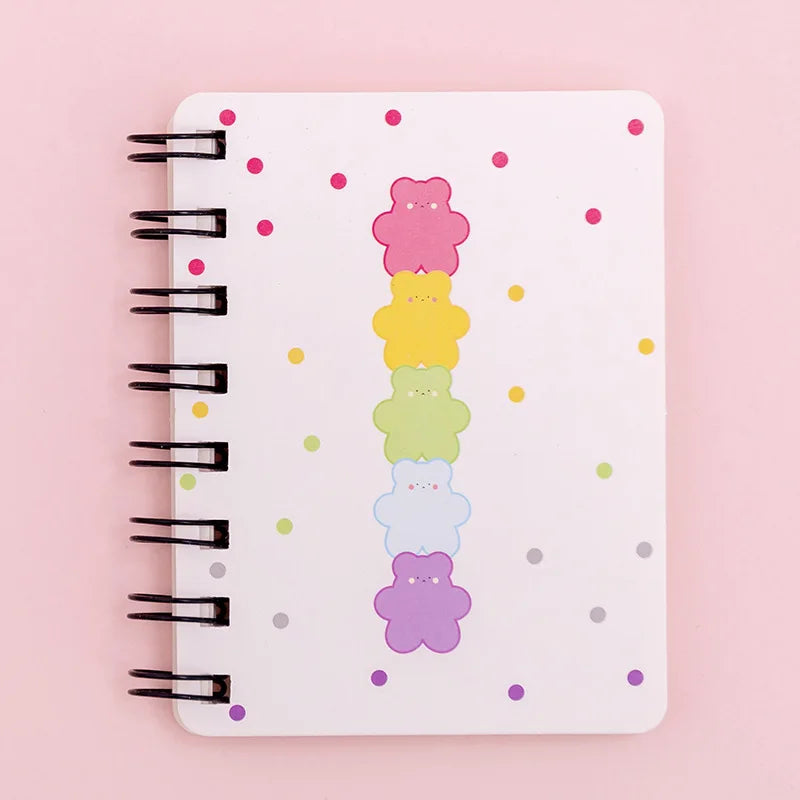 A7 Mini Spiral Notebook Cartoon Cat Notepad Kawaii Personal Diary Planner Horizontal line Notebook School Office Supply 80Sheets