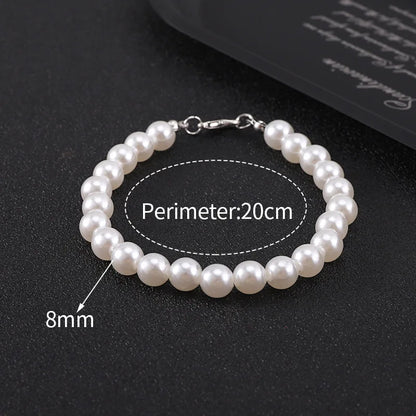 Pearl Necklace Men Simple Handmade Strand Bead Necklace 2024 New Trendy Man Jewelry for Women Girls Wedding Banquet Necklaces