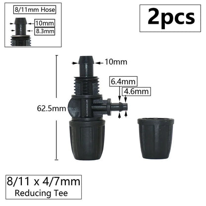 3/8" 8mm Penyambung Hos Taman 8/11 Hingga 4/7 3/5mm Pengurangan Hos Pemisah Air Tee Siku Hujung Palam Titisan Sistem Pengairan 