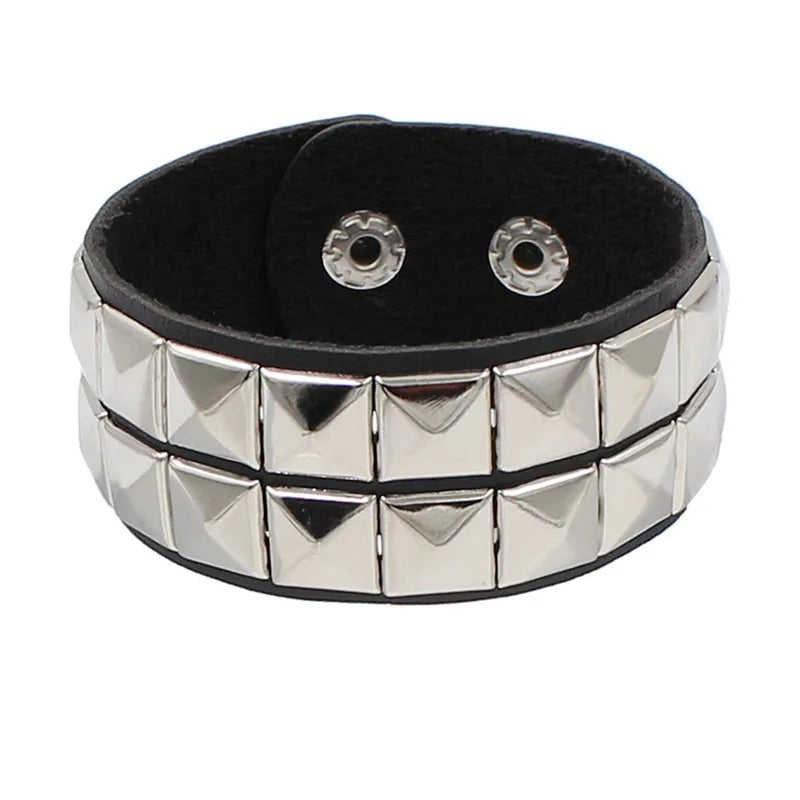 2022 Punk Rivet Nightclub Trend Bracelet Skull Bracelets Bangle Stainless steel Gothic Multi-level Fashion Jewelry wholesale