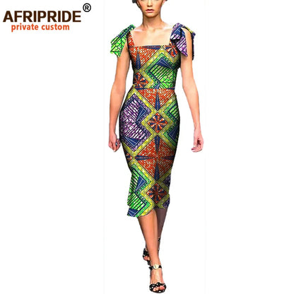 New Bazin Riche African Dresses for Women Dashiki Print Dresses Vestidos Women African Clothing Midi Dresses Party A722598