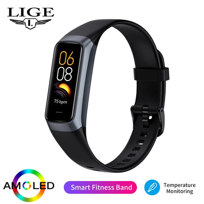 LIGE Amoled Smart Watch Men Women Heart Rate Blood Smartwartch Bluetooth Call Smart Bracelet Sport Fitness Tracker Watch Women