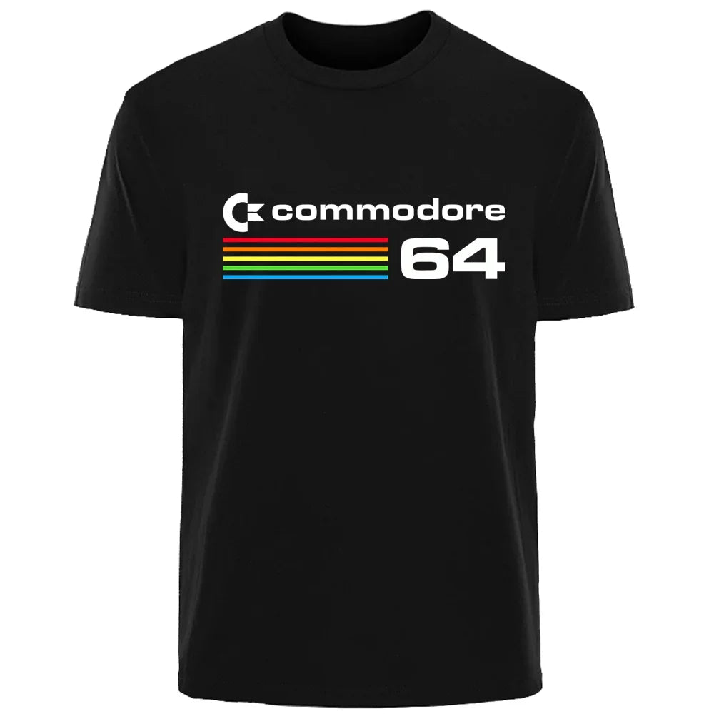 Commodore 64 Summer Fashion Bahan Kapas Berkualiti Tinggi Selesa T-Shirt Leher Bulat Baju Atasan Lelaki Fesyen Kasual Pakaian Jalanan 