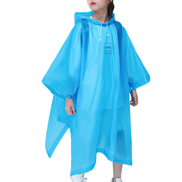 Outdoor Rainwear Reusable Rain Ponchos with Drawstring Hood Rain Gear Thicken EVA for Boys Girls for 6-12 Years Old Children