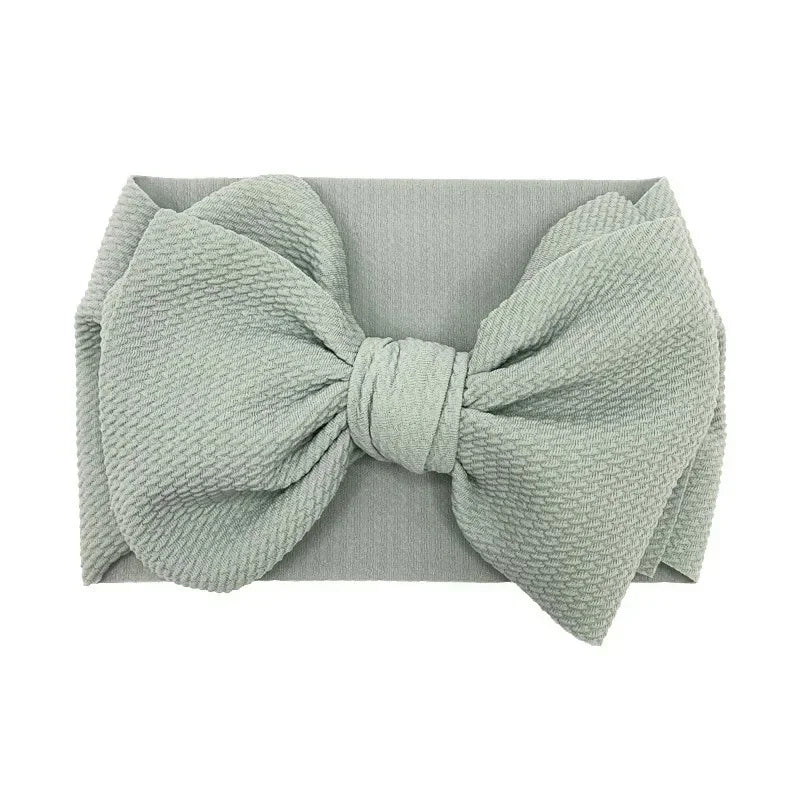 Fashion Handmade Bowknot Elastic Wide Hairband Toddler Solid Color Big Bows Headband Baby Girls Headwear Holiday Gifts