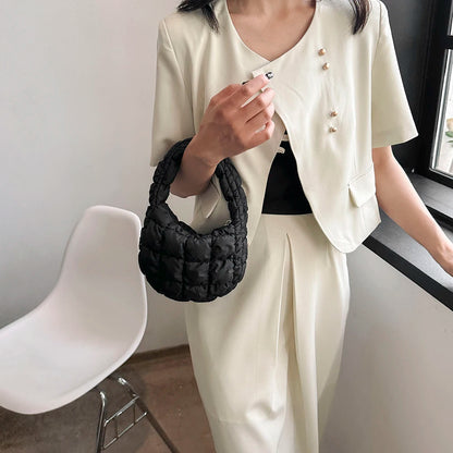Beg Selempang Berlapis Berlapis Kulimut untuk Wanita Beg Bahu Awan Berlipat Buih Beg Tote Baldi Besar Beg Tangan Ruched 2023 