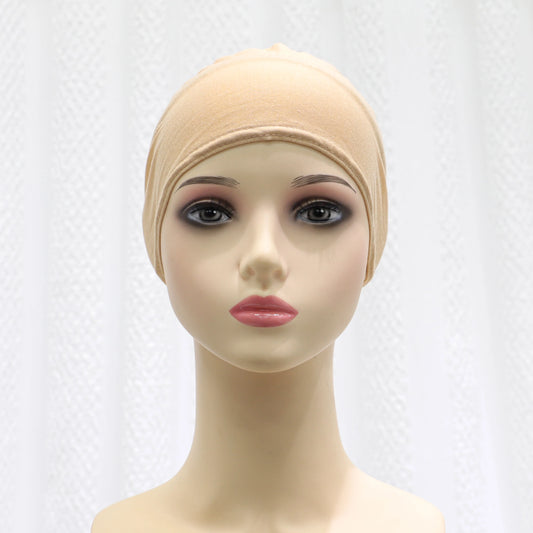 2024 summer new solid color Middle Eastern Malay headscarf solid color Muslim strap bottoming hat headscarf