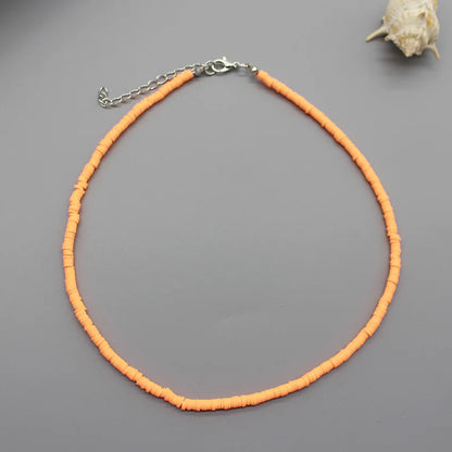 Colorful Beads Necklace Women Summer  Korean Handmade Fashion Boho Polymer Clay Choker  Pendant Neck Collar Female Beach Jewelry