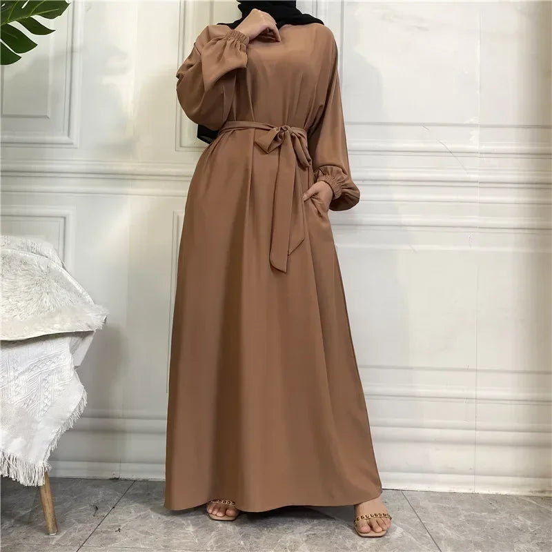 Plain Abaya Dubai Muslim Hijab Dress Elastic Sleeve Basic Closed Abayas for Women Turkey Ramadan Islamic Clothing Kaftan Robe