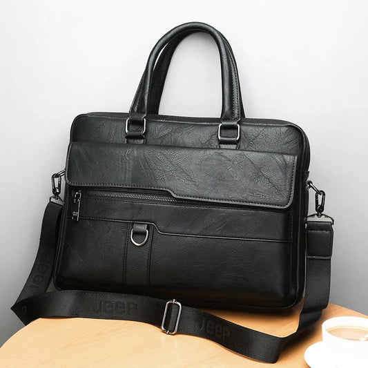 Jenama Mewah Lelaki Beg Briefcase Untuk Lelaki Beg Bahu Perniagaan PU Kulit Messenger Beg Lelaki A4 Beg Tangan Pejabat Beg Komputer Riba Tote Lelaki 