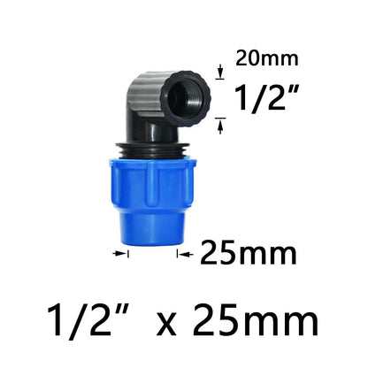 20/25/32/40/50mm PVC PE Tube Tap Water Splitter Siku Tee Penyambung Injap Bebola Plastik Kelengkapan Paip Air Pertanian Taman 