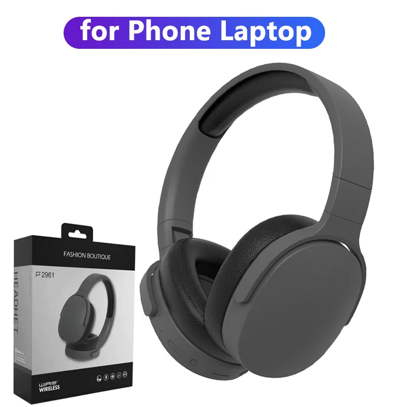 Headphone Bluetooth Over Ear Stereo HIFI Headset Wireless Heavy Bass Game Earphone TF/AUX Music Player with MIC/Radio for Gifts