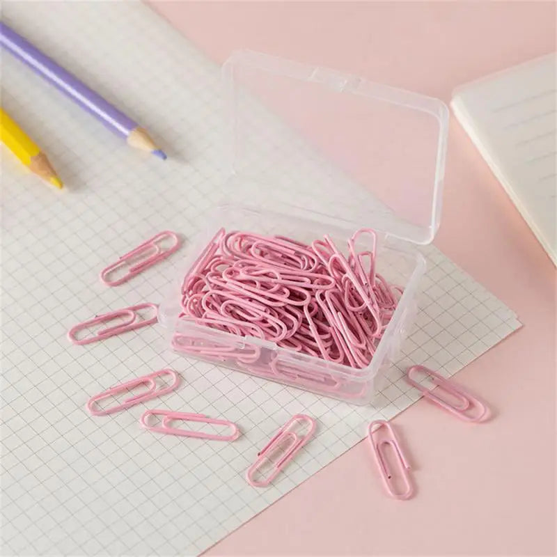 Box Colored Paper Clip Metal Clips Memo Clip Bookmarks Stationery Office Accessories School Supplies Length 18mm/50mm