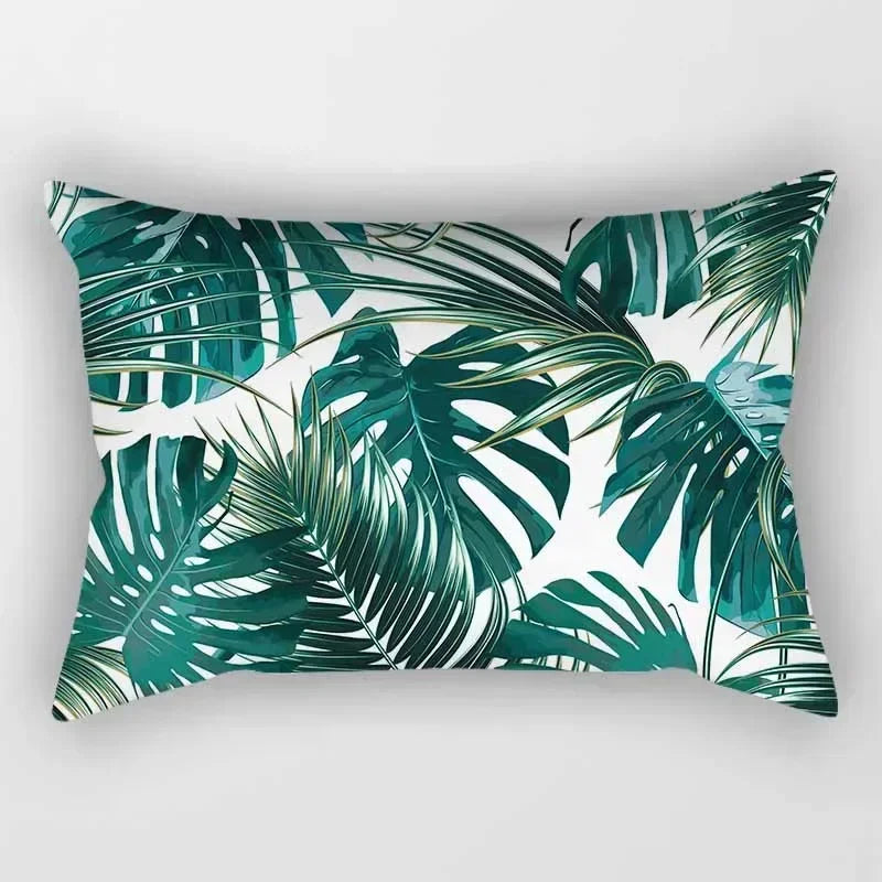 Tropical Plants Leaves Pillow Covers Abstract Pillow Case High Quality Short Plush Velvet Rectangle Pillow Cases Home Decoration