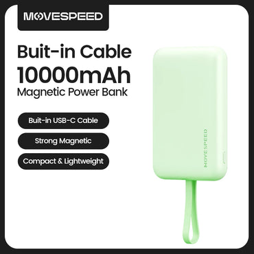 MOVESPEED L10 Magnetic Power Bank 10000mAh Portable External Battery Built-in Type C Cable for MagSafe Powerbank for iPhone 16