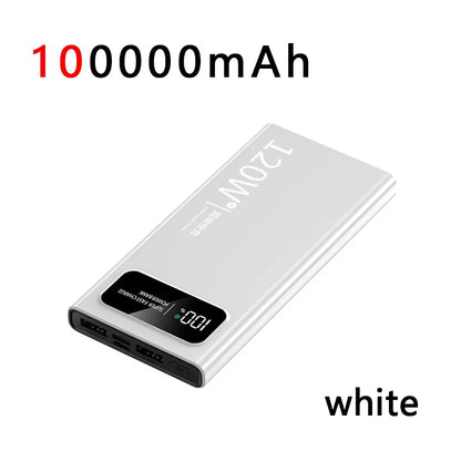 200000mAh Power Bank 120W Super Fast Charging High Capacity Battery Digital Display Power Bank For iphone Huawei Xiaomi Samsung