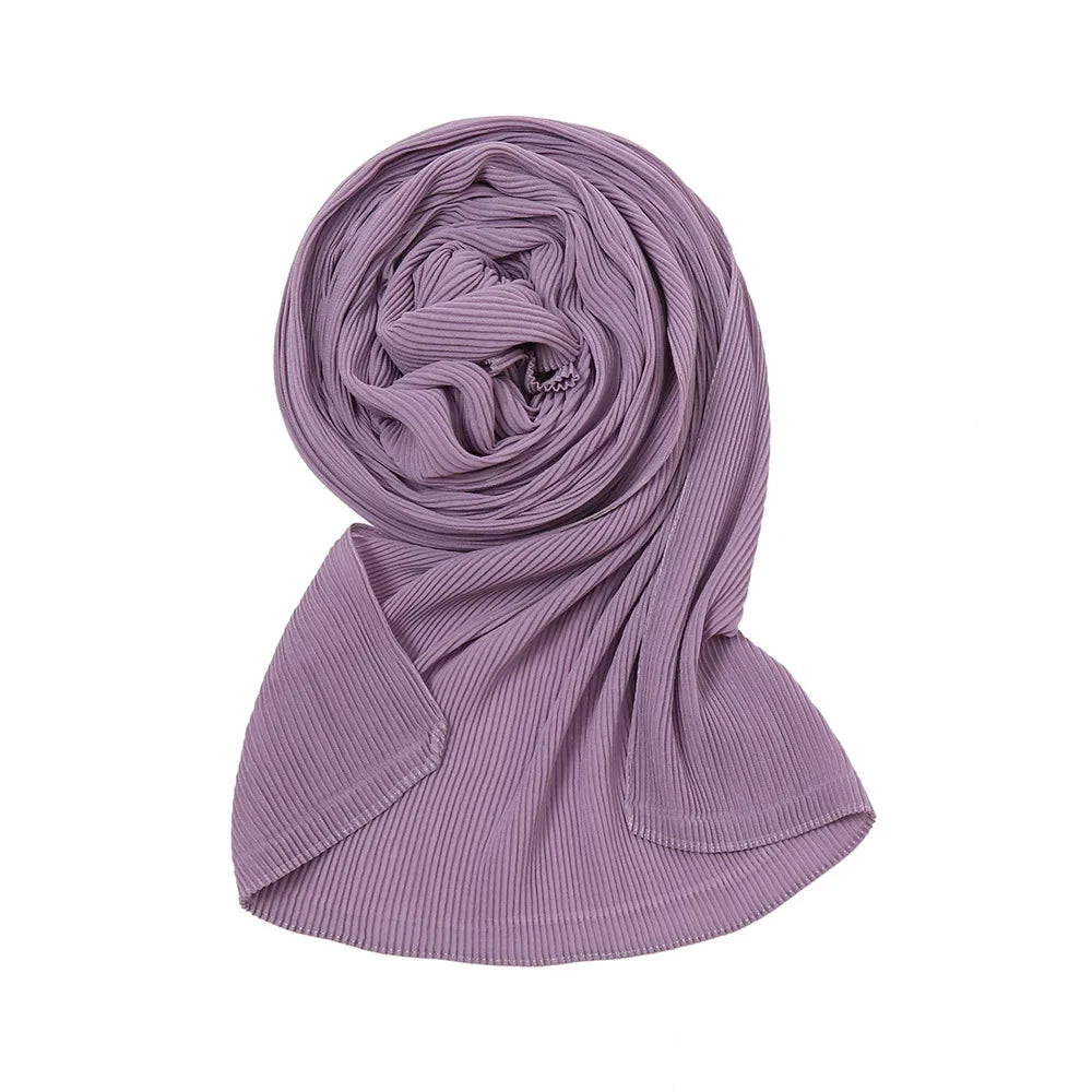 Big Size Pleated Chiffon Hijab Scarf for Muslim Women Turban Pashmina Shawls and Scarves Women Bandana Headband Hijabs Headscarf