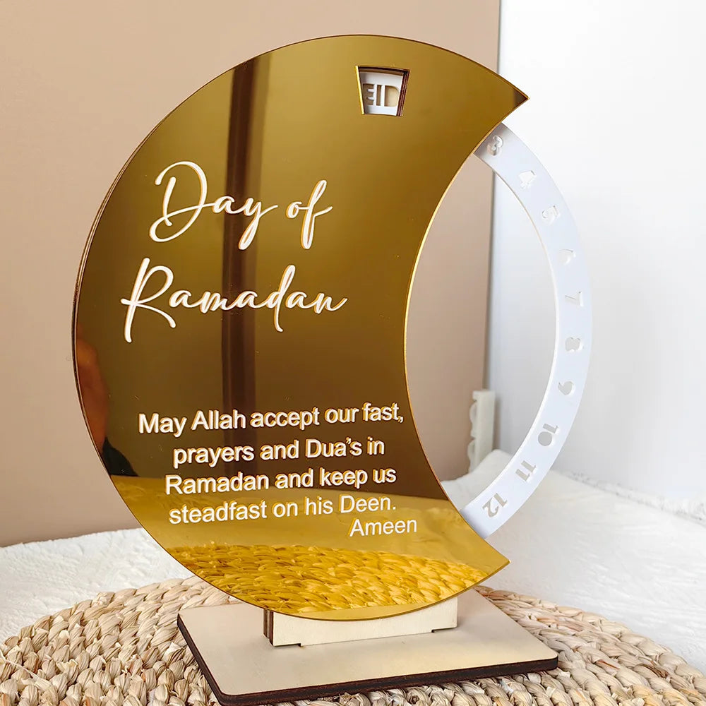 Rotating Eid Countdown Calendar  2024 Eid Celebrate Al Adha Gifts Ramadan Desktop Home Table Decro Acrylic Muslim Timer Calendar