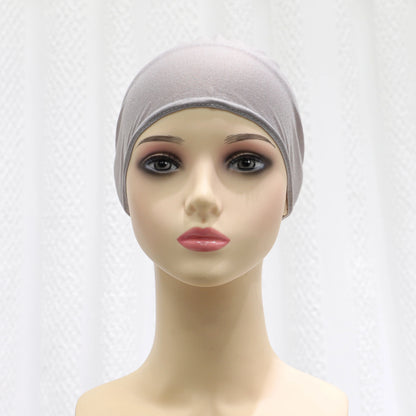 2024 summer new solid color Middle Eastern Malay headscarf solid color Muslim strap bottoming hat headscarf