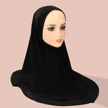 Chiffon Hijab Jersey Hijabs for Women Turban Malay Pullover Headgear Double Layer Solid Color Headscarf Bonnet Hijab Turbante