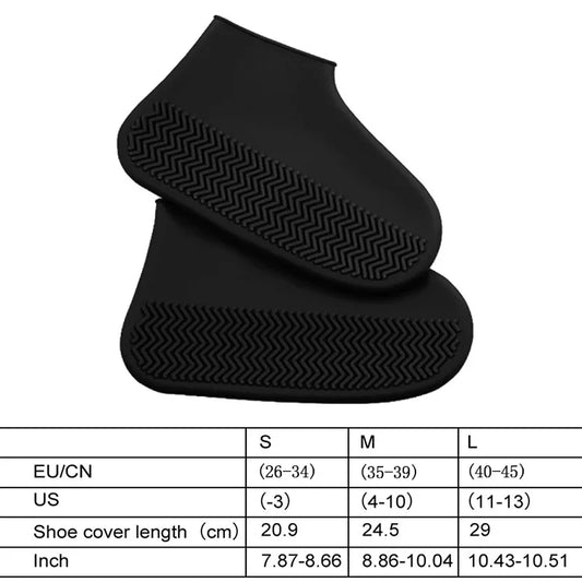 1 Pair Silicone WaterProof Shoe Covers Lip-resistant Rubber Rain Boot Rain Gear Overshoes Accessories for Outdoor Rainy Day