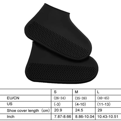 1 Pair Silicone WaterProof Shoe Covers Lip-resistant Rubber Rain Boot Rain Gear Overshoes Accessories for Outdoor Rainy Day