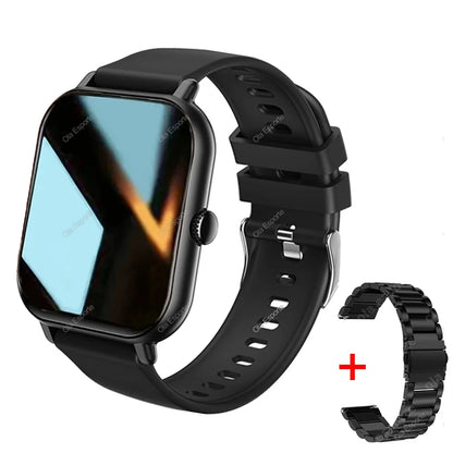 +2pc Straps Smart Watch Women Men Smartwatch 1.44'' Square Dial Call BT Music Smartclock For Android IOS Fitness Tracker Watches