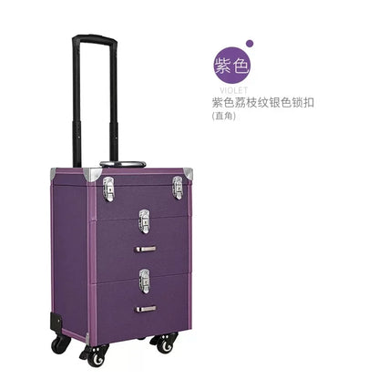 NEW Trolley luggage large Multi-layer Beauty make up bag box Suitcase capacity manicure Cosmetic case multifunct Rolling Luggage