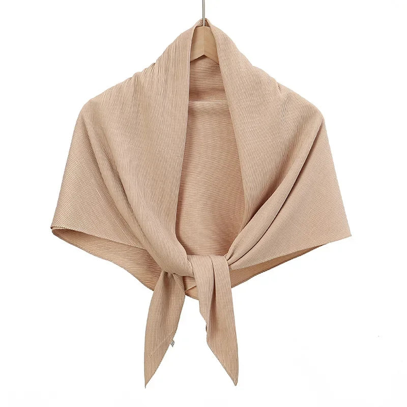 Plain Wrinkle Square Pleated Scarf Satin Shawls Wrap Stole Muslim Hijab 90*90cm Malaysia Kerchief Bandanas Headband Silk Scarves