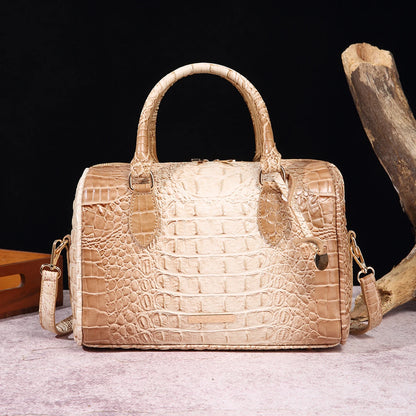 Beg Tangan Boston Timbul Buaya Ombre Beg Selempang Gaya Klasik Dompet Beg Kulit Wanita 