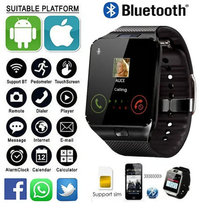 DZ09 Fashion Smart Watch Bluetooth Plug-in Cartoon Talk Watch Motion Meter Call Information Alert Smart Watch Mens Watches Men