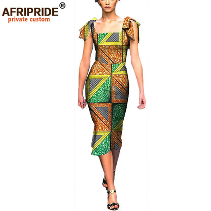 New Bazin Riche African Dresses for Women Dashiki Print Dresses Vestidos Women African Clothing Midi Dresses Party A722598