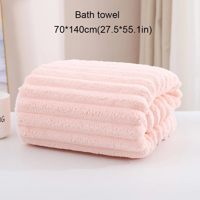 3Piece Bath Towels Set wrap edge thickened coral velvet candy bar bath towel Face Towels Set adult home pool beach seaside