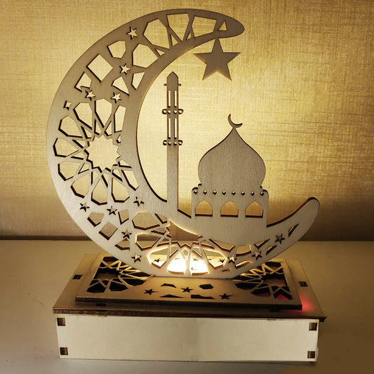 Hiasan Eid Mubarak Hiasan Cahaya Ramadan Hiasan Eid Kareem Loket Kayu untuk Rumah Ramadan Mubarak Hadiah Parti Muslim Islam 