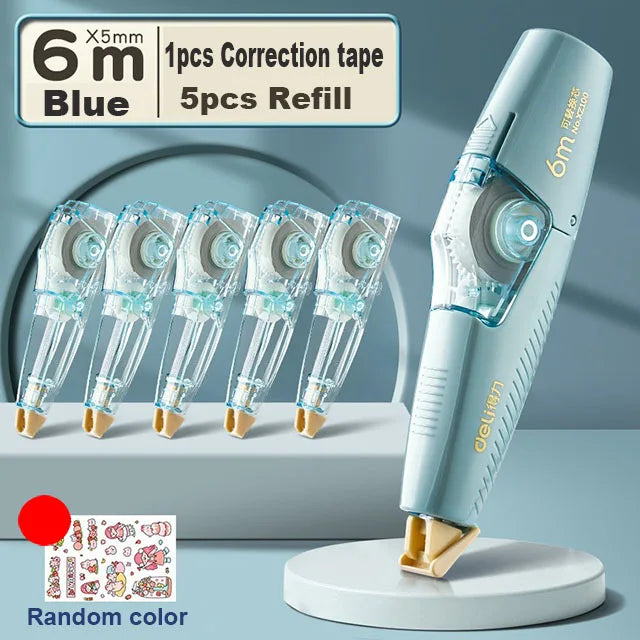 Deli Correction Pen Tape Stationery Portable Refillable Refill for Kids Writing Error White Out Correction Tape Office Supplies