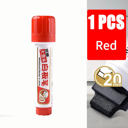 Penanda Papan Putih Nib Besar 20mm Petua Rata untuk Keterlihatan Jelas Dakwat boleh isi semula Padam Kering Penanda JUMBO Hitam Merah Biru 