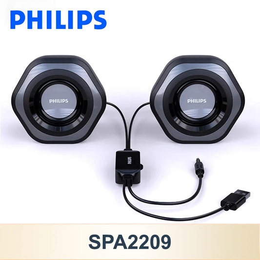 Philips SPA2209 Desktop Speaker 3.5mm Audio Cable USB Power Supply Loudspeaker Portable Mini HiFi Stereo Bass Original Voice Box