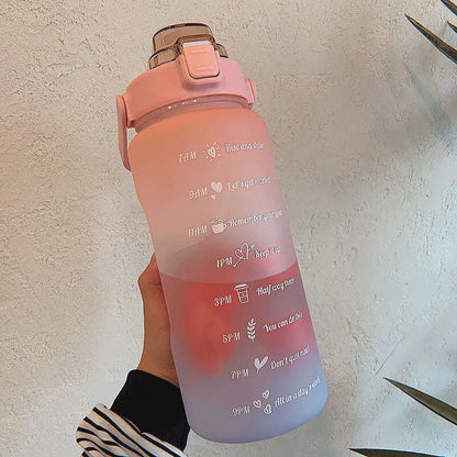 Water Bottle 2 Liters Gourd Motivational Water Bottle Time Marker Leak-proof Cup Large-Capacity Gradient Outdoor Sports Fitness