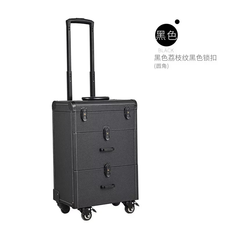 NEW Trolley luggage large Multi-layer Beauty make up bag box Suitcase capacity manicure Cosmetic case multifunct Rolling Luggage