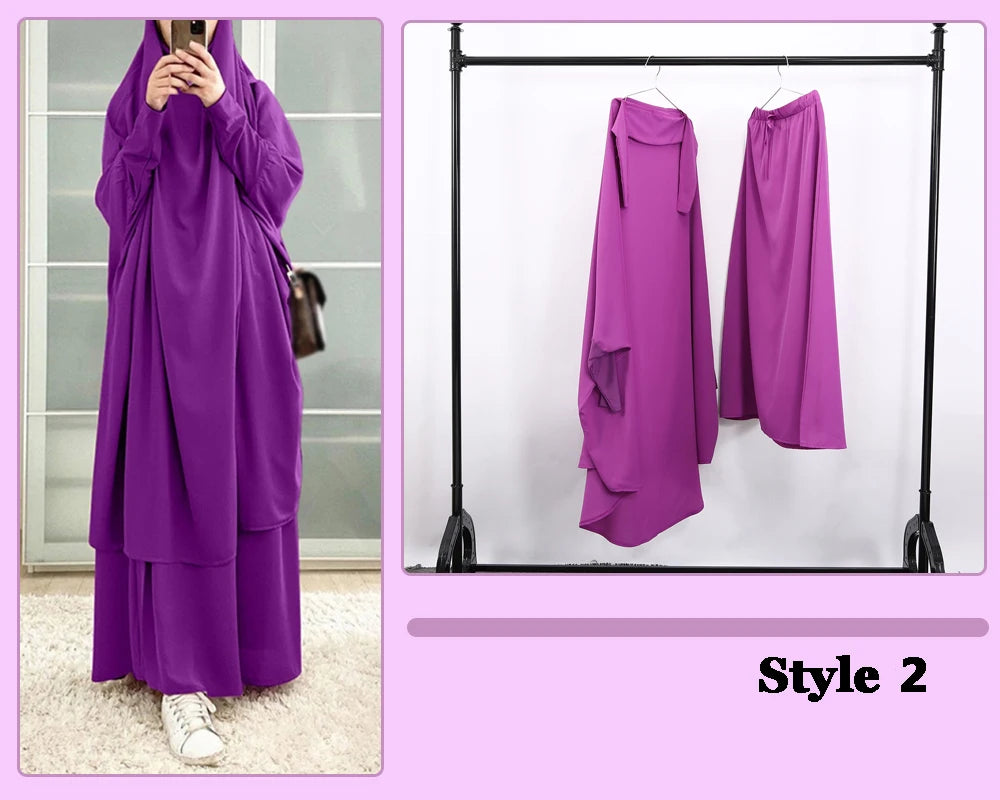 Women Hooded Muslim Hijab Dress Eid Prayer Garment Jilbab Abaya Long Khimar Full Cover Ramadan Gown Abayas Islamic Clothing