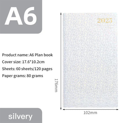 Agenda 2025 A6 Laser Diary Notebook Portable Weekly Planner 365 Daily Notepad Caderno Leather School Calendar Libreta De Apuntes